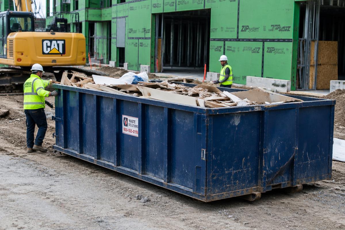 Roll-off dumpster on a Manteca construction site